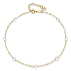 14k Two-tone Circles 7-Station 9 inch Plus 1 inch Extender - Total 10 inch Anklet