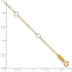14k Two-tone Circles 7-Station 9 inch Plus 1 inch Extender - Total 10 inch Anklet