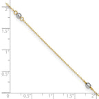 14k Two-tone Mirror Beads 3-Station 9 inch Plus 1 inch Extender - Total 10 inch Anklet
