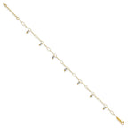 14K Two-Tone Mirror Bead Dangles 9 inch Plus 1 inch Extender - Total 10 inch Anklet