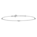 14K White Gold Mirror Beads 3-Station 9 inch Plus 1 inch Extender - Total 10 inch Anklet