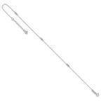 14K White Gold Mirror Beads 3-Station 9 inch Plus 1 inch Extender - Total 10 inch Anklet