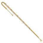 14k Two-tone 3-Strand Chain with Mirror Beads 9 inch Plus 1 inch Extender - Total 10 inch Anklet