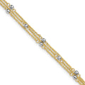 14k Two-tone 3-Strand Chain with Mirror Beads 9 inch Plus 1 inch Extender - Total 10 inch Anklet