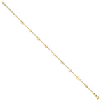 14K Polished Disc 9-Station 9 inch Plus 1 inch Extender - Total 10 inch Anklet
