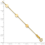 14K Polished Disc 9-Station 9 inch Plus 1 inch Extender - Total 10 inch Anklet