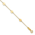 14K Polished Disc 9-Station 9 inch Plus 1 inch Extender - Total 10 inch Anklet
