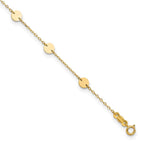 14K Polished Disc 9-Station 9 inch Plus 1 inch Extender - Total 10 inch Anklet