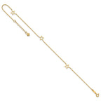 14K Open Star 3-Station 9 inch Plus 1 inch Extender - Total 10 inch Anklet
