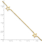 14K Open Star 3-Station 9 inch Plus 1 inch Extender - Total 10 inch Anklet
