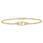 14k Polished Dolphin and Filigree Bismark Chain Anklet