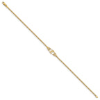 14k Polished Dolphin and Filigree Bismark Chain Anklet