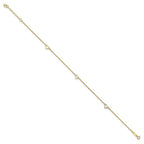 14k Diamond-cut Hearts 3-Station 9 inch Plus 1 inch Extender - Total 10 inch Anklet