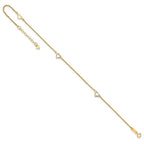 14k Diamond-cut Hearts 3-Station 9 inch Plus 1 inch Extender - Total 10 inch Anklet