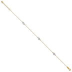 14k Two-tone Diamond-cut Triple Puffed Hearts 9 inch Plus 1 inch Extender - Total 10 inch Anklet