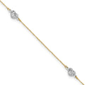 14k Two-tone Diamond-cut Triple Puffed Hearts 9 inch Plus 1 inch Extender - Total 10 inch Anklet