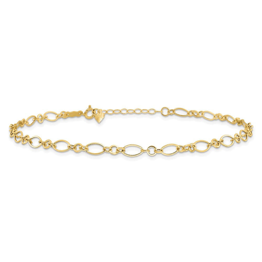 14k Fancy Figaro Link Plus Extender - Total Anklet