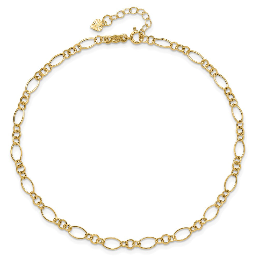 14k Fancy Figaro Link Plus Extender - Total Anklet