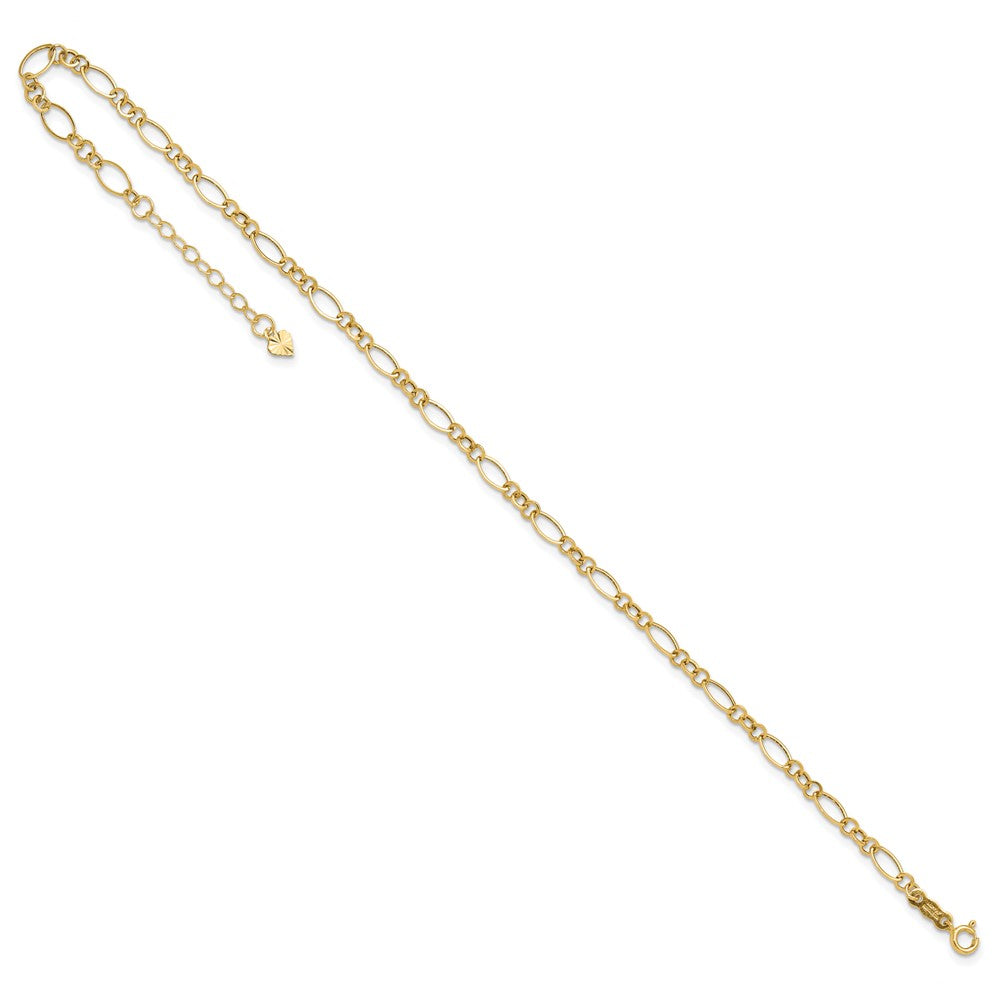 14k Fancy Figaro Link Plus Extender - Total Anklet
