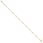 14k Textured Oval Shapes 9 inch Plus 1 inch Extender - Total 10 inch Anklet