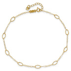 14k Textured Oval Shapes 9 inch Plus 1 inch Extender - Total 10 inch Anklet