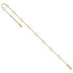 14k Textured Oval Shapes 9 inch Plus 1 inch Extender - Total 10 inch Anklet