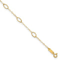 14k Textured Oval Shapes 9 inch Plus 1 inch Extender - Total 10 inch Anklet
