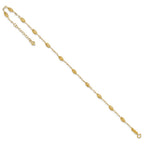 14k Textured Rice Puff Beads 9 inch Plus 1 inch Extender - Total 10 inch Anklet