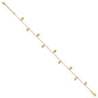 14k Hollow Dangle Circles 9 inch Plus 1 inch Extender - Total 10 inch Anklet