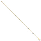 14K Two-tone Chain and Wavy Circles 6-Station 9 inch Plus 1 inch Extender - Total 10 inch Anklet
