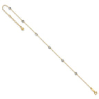 14K Two-tone Chain and Wavy Circles 6-Station 9 inch Plus 1 inch Extender - Total 10 inch Anklet