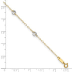 14K Two-tone Chain and Wavy Circles 6-Station 9 inch Plus 1 inch Extender - Total 10 inch Anklet