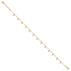 14K Cable Chain with Diamond Cut Dots 9 inch Plus 1 inch Extender - Total 10 inch Anklet