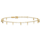 14K Cable Chain with Diamond Cut Dots 9 inch Plus 1 inch Extender - Total 10 inch Anklet