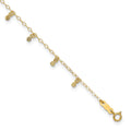 14K Cable Chain with Diamond Cut Dots 9 inch Plus 1 inch Extender - Total 10 inch Anklet
