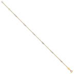 14k Two-tone Bezel-set CZ 6-Station 9 inch Plus 1 inch Extender - Total 10 inch Anklet