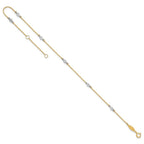 14k Two-tone Bezel-set CZ 6-Station 9 inch Plus 1 inch Extender - Total 10 inch Anklet