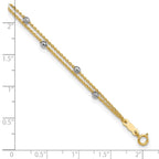 14K Two-tone 2-Strand Chain with Mirror Beads 9 inch Plus 1 inch Extender - Total 10 inch Anklet