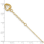 14K Cable Chain with Diamond-cut Heart Cage Dangle 9 inch Plus 1 inch Extender - Total 10 inch Anklet