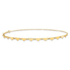 14K Hearts and Oval Links 9 inch Plus 1 inch Extender - Total 10 inch Anklet