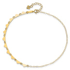 14K Hearts and Oval Links 9 inch Plus 1 inch Extender - Total 10 inch Anklet