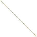 14K Two-tone Diamond-cut Beads 7-Station 9 inch Plus 1 inch Extender - Total 10 inch Anklet