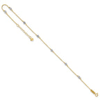 14K Two-tone Diamond-cut Beads 7-Station 9 inch Plus 1 inch Extender - Total 10 inch Anklet