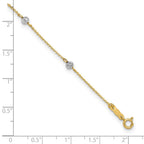 14K Two-tone Diamond-cut Beads 7-Station 9 inch Plus 1 inch Extender - Total 10 inch Anklet