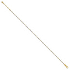 14K Two-tone Chain with Mirror Beads 9 inch Plus 1 inch Extender - Total 10 inch Anklet