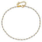 14K Two-tone Chain with Mirror Beads 9 inch Plus 1 inch Extender - Total 10 inch Anklet