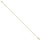 14k Two-tone Cable Chain Mirror Beads 8-Station 9 inch Plus 1 inch Extender - Total 10 inch Anklet