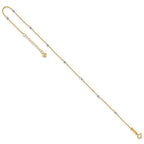 14k Two-tone Cable Chain Mirror Beads 8-Station 9 inch Plus 1 inch Extender - Total 10 inch Anklet