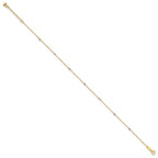 14K Two-tone Ropa Chain Mirror Beads 7-Station 9 inch Plus 1 inch Extender - Total 10 inch Anklet