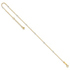 14K Two-tone Ropa Chain Mirror Beads 7-Station 9 inch Plus 1 inch Extender - Total 10 inch Anklet